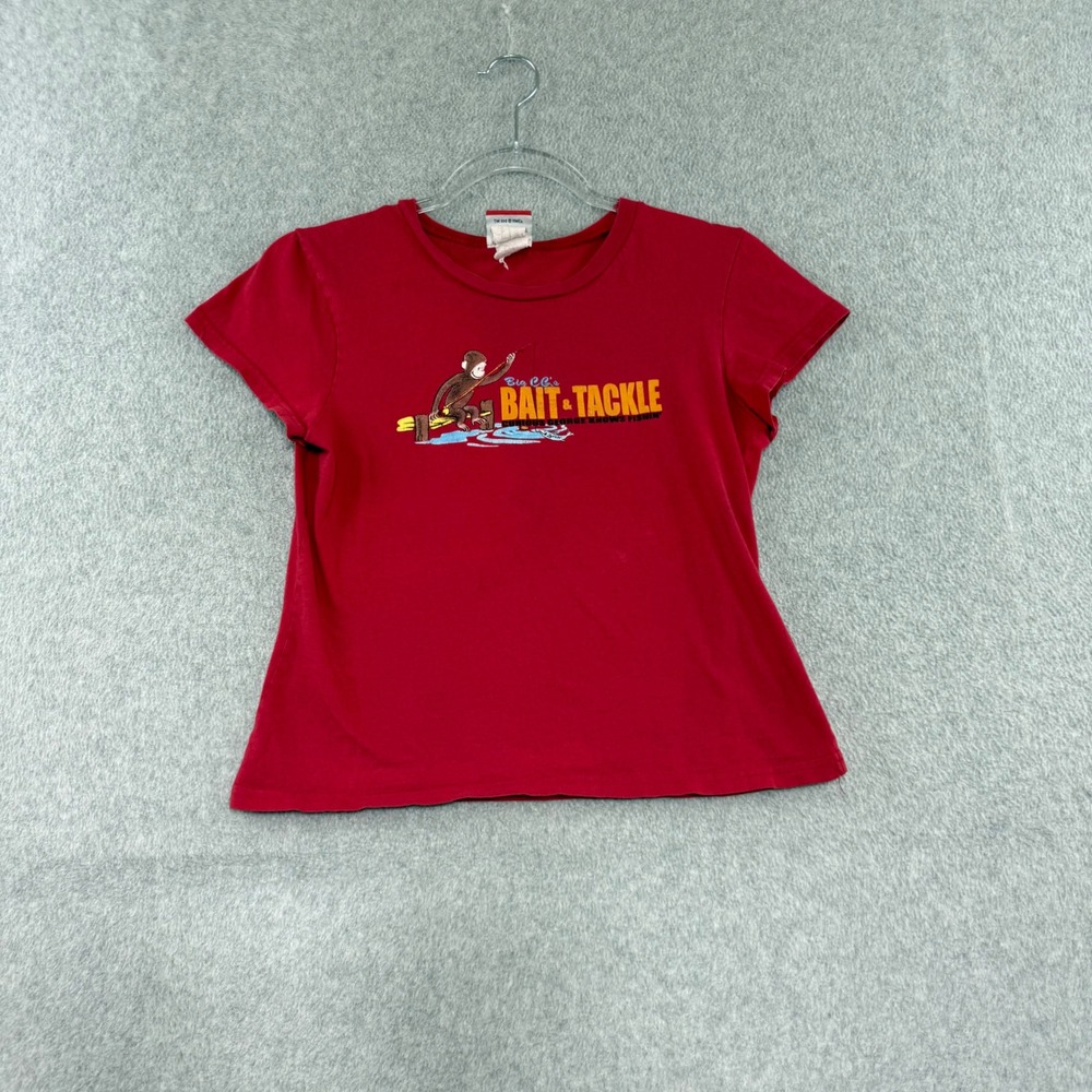 Vintage y2k Curious George T-Shirt Womens M Red Baby Body Half 1/2 Sleeve Top